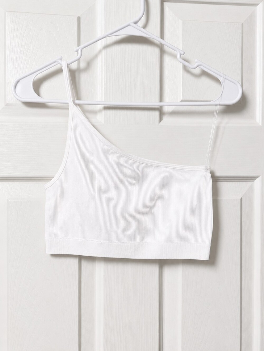 Bozzolo White Ribbed Off-the-Shoulder Crop Top with Spaghetti Strap NWOT M/L